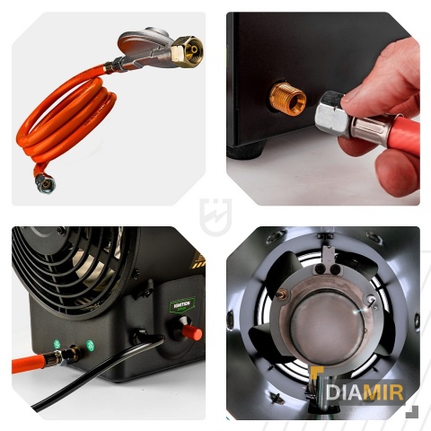 NAGRZEWNICA GAZOWA NA BUTLĘ 15KW LPG PIECYK GAZOWY MOC 15000W WĄŻ REDUKTOR