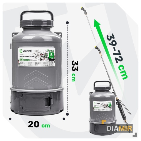 OPRYSKIWACZ AKUMULATOROWY OGRODOWY ELEKTRYCZNY LEKKI 5L ZESTAW LANCA WUBER