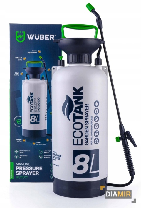 OPRYSKIWACZ CIŚNIENIOWY RĘCZNY DUŻY POJEMNOŚĆ 8L REGULACJA LANCA 98CM