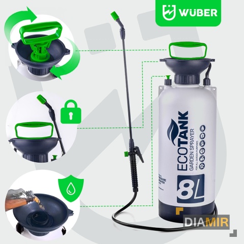 OPRYSKIWACZ CIŚNIENIOWY RĘCZNY DUŻY POJEMNOŚĆ 8L REGULACJA LANCA 98CM