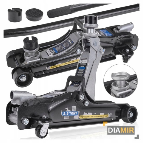 PODNOŚNIK SAMOCHODOWY LEWAREK NISKOPROFILOWY 2,5T ŻABA GUMA STALOWE KOŁA