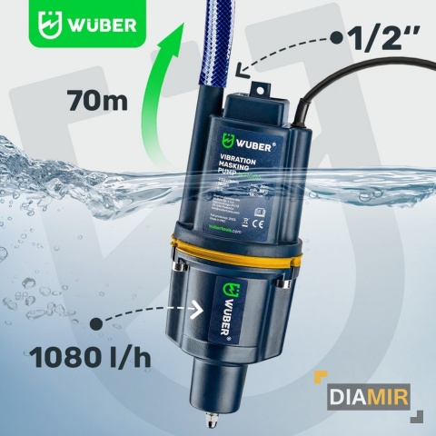 POMPA DO WODY STUDNI ZATAPIALNA RUSKA NUREK MEMBRANOWA 280W 1080 l/h