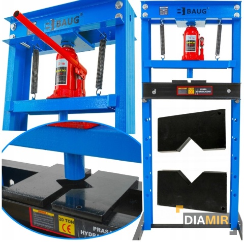 PRASA HYDRAULICZNO PNEUMATYCZNA 20T TON WARSZTATOWA Z SIŁOWNIKIEM 2 PŁYTY