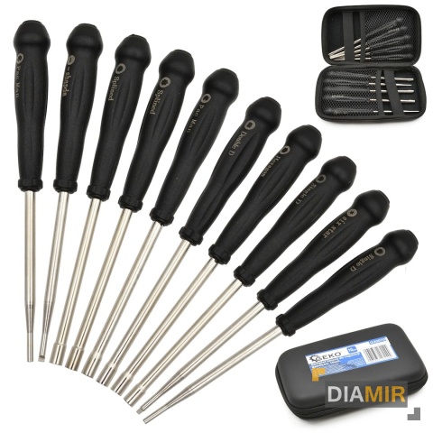 KLUCZE DO REGULACJI GAŹNIKÓW WKRĘTAK ŚRUBOKRĘT ZESTAW ETUI 10 SZT