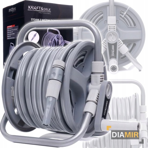 STOJAK zwijacz z wężem ogrodowym WĄŻ OGRODOWY 20m 1/2"+ 2m złączka 3/4"