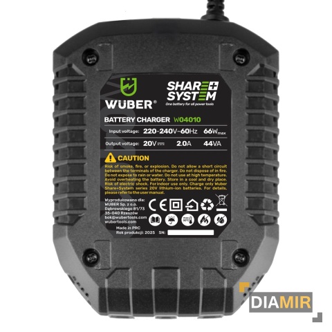 SZYBKA ŁADOWARKA DO AKUMULATORÓW BATERII 21 V WUBER SHARE+ SYSTEM