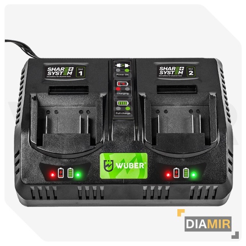 Szybka ładowarka podwójna do akumulatorów baterii 21.5 V Wuber Share+System