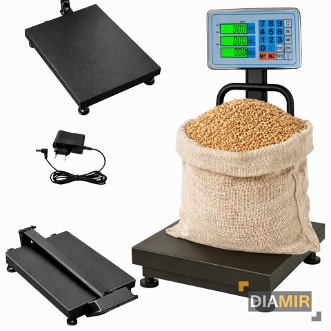 WAGA MAGAZYNOWA SKLEPOWA 30x40cm PLATFORMOWA ELEKTRONICZNA LCD 150kg OPARCIE