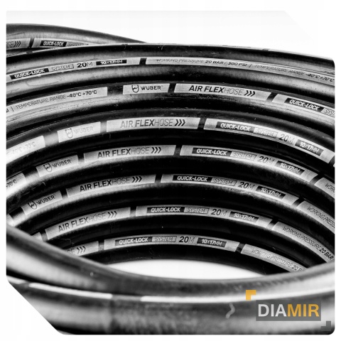 WĄŻ PRZEWÓD PNEUMATYCZNY PVC 20 M 10x17 MM ZAKUWANY DO KOMPRESORA WUBER