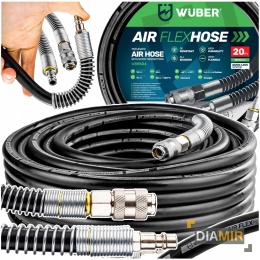 WĄŻ PRZEWÓD PNEUMATYCZNY PVC 20 M 10x17 MM ZAKUWANY DO KOMPRESORA WUBER