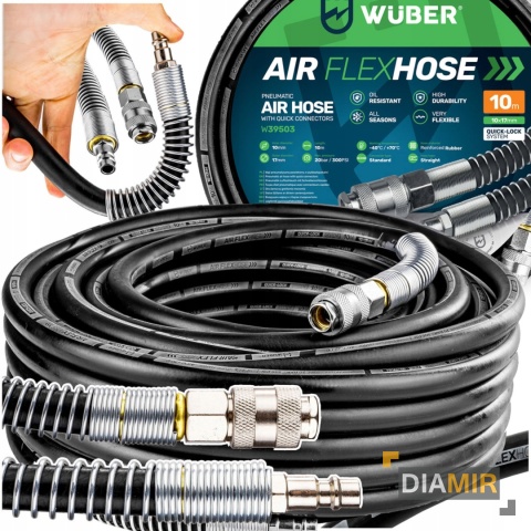 WĄŻ PRZEWÓD PNEUMATYCZNY PVC 10 M 10x17 MM ZAKUWANY DO KOMPRESORA WUBER