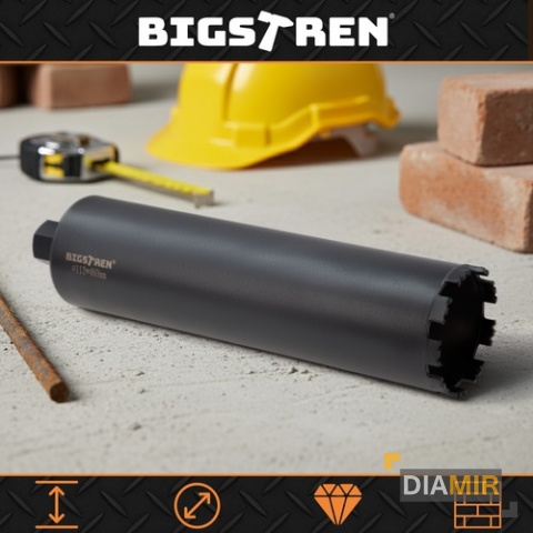 WIERTŁO KORONOWE DIAMENTOWE DŁUGIE 112x460 mm OTWORNICA DO BETONU KAMIENIA