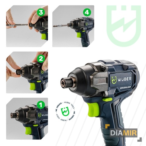 ZAKRĘTARKA UDAROWA 200NM KLUCZ UDAROWY AKUMULATOROWY 1/4" 20V BEZSZCZOTKOWY