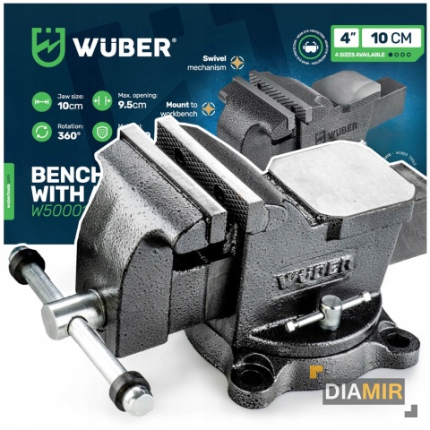 ŻELIWNE IMADŁO ŚLUSARSKIE STOŁOWE Z KOWADŁEM OBROTOWE 360 100mm/4" SOLIDNE