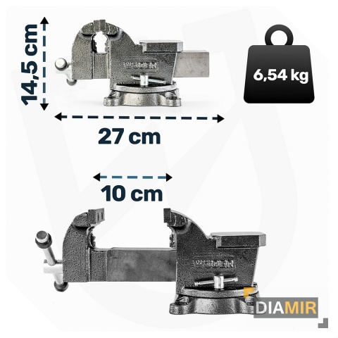 ŻELIWNE IMADŁO ŚLUSARSKIE STOŁOWE Z KOWADŁEM OBROTOWE 360 100mm/4" SOLIDNE