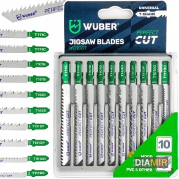 ZESTAW 10 NOŻYKÓW BRZESZCZOTY NOŻYKI DO WYRZYNARKI DO DREWNA SKLEJKI WUBER