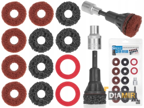 ZESTAW ŚCIERNIC DO CZYSZCZENIA PIAST KÓŁ TARCZ SZPILEK SZCZOTKI 14el