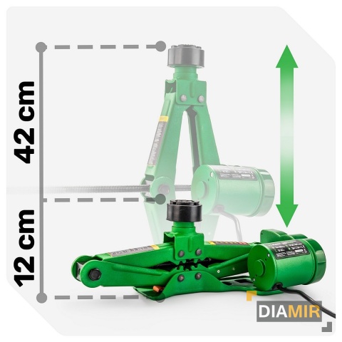 ZESTAW LEWAREK PODNOŚNIK SAMOCHODOWY TRAPEZOWY ELEKTRYCZNY 3T 12V 120-420mm