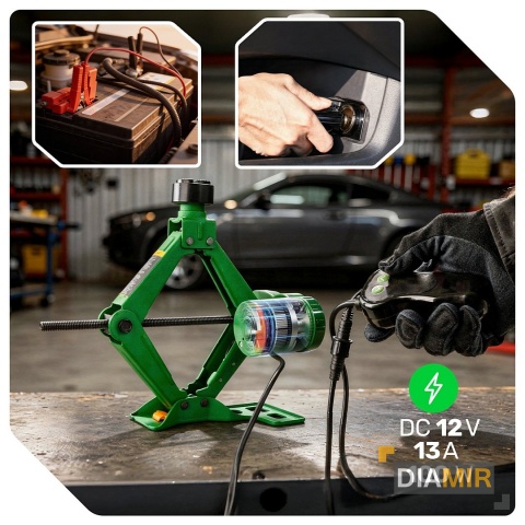 ZESTAW LEWAREK PODNOŚNIK SAMOCHODOWY TRAPEZOWY ELEKTRYCZNY 3T 12V 120-420mm