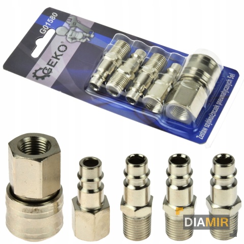 ZESTAW SZYBKOZŁĄCZEK ZŁĄCZEK WTYKÓW PNEUMATYCZNYCH 5 ELEMENTÓW GEKO