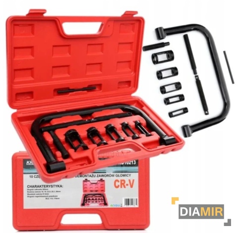 ŚCIĄGACZ DO DEMONTAŻU ZAWORÓW MONTAŻ GŁOWICY 10 EL. ZESTAW WALIZKA