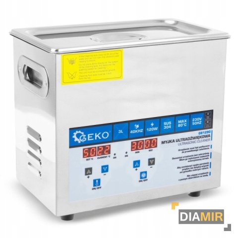 MYJKA ULTRADŹWIĘKOWA 3L 120W WANNA KOSZ ZE STALI NIERDZEWNEJ WYŚWIETLACZ