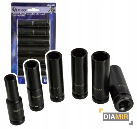 NASADKI UDAROWE DŁUGIE KLUCZE NASADOWE 1/2 10-21MM KOMPLET 6 SZTUK CR-V