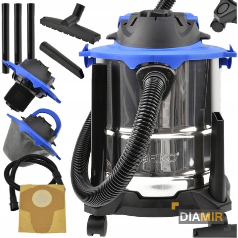 ODKURZACZ NA MOKRO SUCHO 1250W 20L PRZEMYSŁOWY DMUCHAWA STALOWY ZBIORNIK