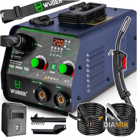 SPAWARKA INWERTOROWA MIGOMAT MIG FLUX MMA TIG 15-200 A 230 3,7 kVA