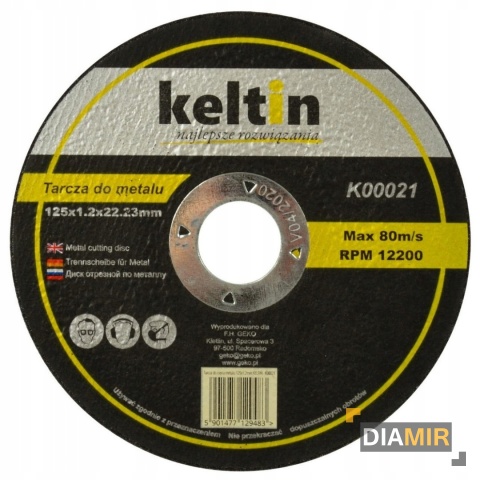 TARCZA DO METALU 125x1,2 MM CIĘCIE STALI PROFILI RUR I BLACHY