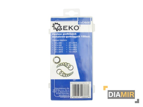 ZESTAW PODKŁADEK METALOWO GUMOWYCH PODKŁADKI METAL GUMA M6-M24 150 ELEMENT