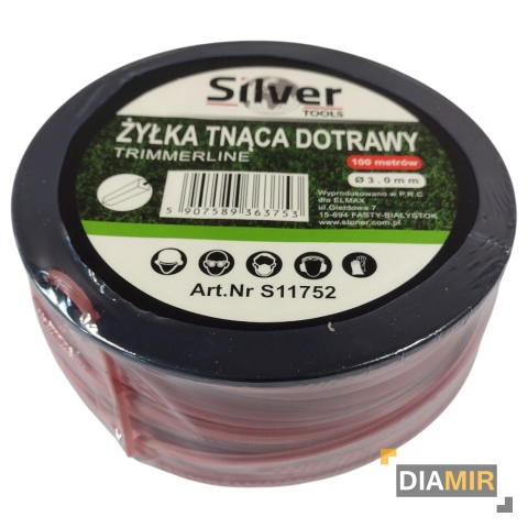 ŻYŁKA TNĄCA DO KOSY PODKASZARKI ŻYŁKOWEJ KWADRAT 3,0 mm 100 m WZMACNIANA