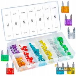 BEZPIECZNIKI SAMOCHODOWE MINI 3A-30A ZESTAW BEZPIECZNIKÓW 140szt ORGANIZER