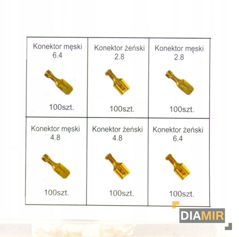 KONEKTORY SAMOCHODOWE WSUWKI KABLOWE 600 ELEMENTÓW PUDEŁKO Z PRZEGRÓDKAMI