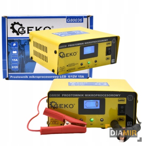 ŁADOWARKA PROSTOWNIK MIKROPROCESOROWY DO AKUMULATORA LCD 6V 12V 15A