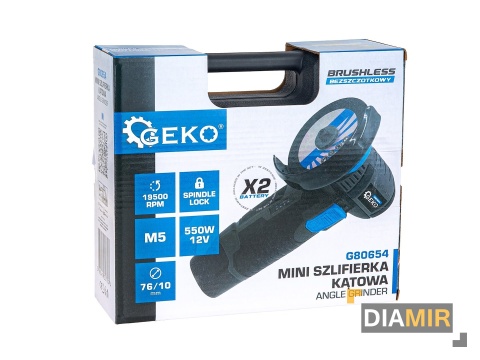 MINI SZLIFIERKA KĄTOWA 76mm AKUMULATOROWA 550W ZESTAW XXL 2xAKU 2.0Ah