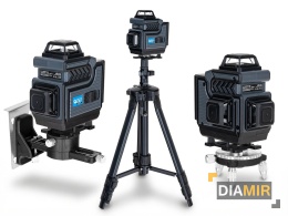 POZIOMICA LASEROWA 4D 16 LINII STATYW WALIZKA 360° 2xAKU 3Ah LASER KRZYŻOWY