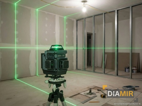 POZIOMICA LASEROWA 4D 16 LINII STATYW WALIZKA 360° 2xAKU 3Ah LASER KRZYŻOWY