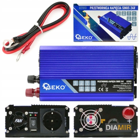 PRZETWORNICA PRĄDU 24V 230V 1000W CZYSTY SINUS USB DO KAMPERÓW CIĘŻARÓWEK
