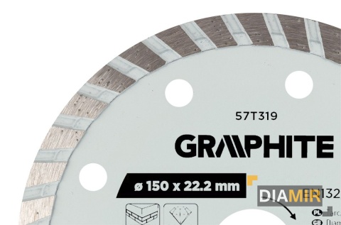 TARCZA TNĄCA DO BRUZDOWNICY DIAMENTOWA BETON CEGŁA SEGMENTOWA 150mm TURBO