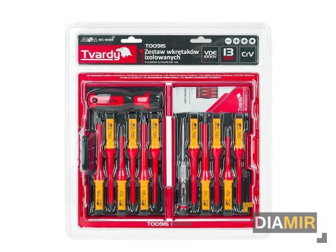 ZESTAW 13EL. WKRĘTAKÓW IZOLOWANYCH VDE 1000V ELEKTRYKA ETUI TVARDY