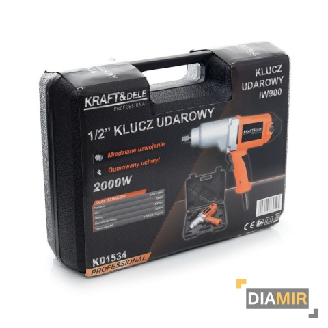 ELEKTRYCZNY KLUCZ UDAROWY 2000W / 800Nm hartowany trzpień