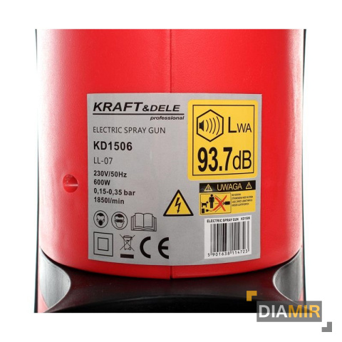PISTOLET NATRYSKOWY malarski 600W system HVLP 230V 1L