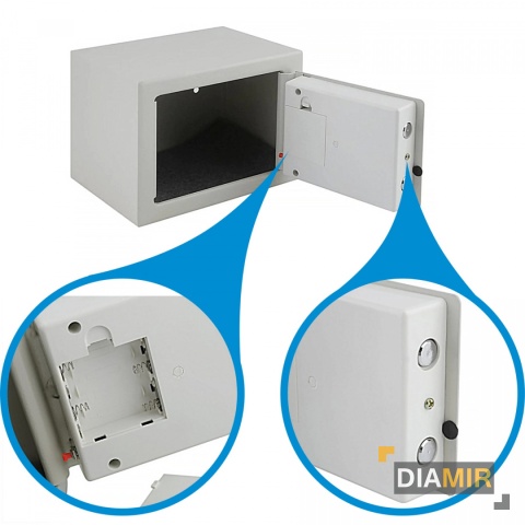 SEJF elektroniczny Z SZYFREM zabezpieczenie ZASILANIE 2x AA biały