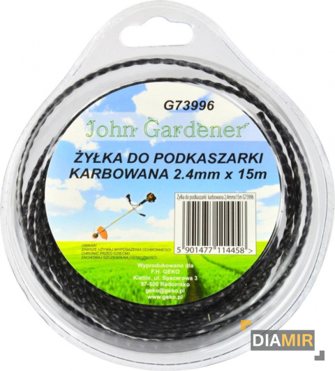 Żyłka do podkaszarki karbowana 2,4mm x 15m