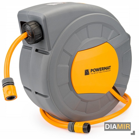 Automatyczny WĄŻ OGRODOWY NA BĘBNIE zwijacz z wężem ogrodowym 20m 1/2" UCHWYT