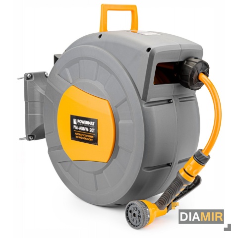 Automatyczny WĄŻ OGRODOWY NA BĘBNIE zwijacz z wężem ogrodowym 20m 1/2" UCHWYT