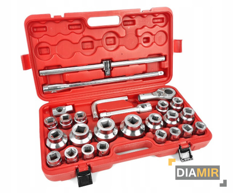 KLUCZE NASADOWE 26el. 3/4" 1" 21-65mm 12-kąt walizka