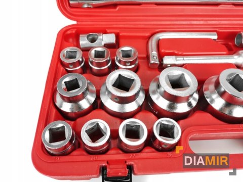 KLUCZE NASADOWE 26el. 3/4" 1" 21-65mm 12-kąt walizka