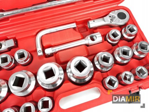 KLUCZE NASADOWE 26el. 3/4" 1" 21-65mm 12-kąt walizka